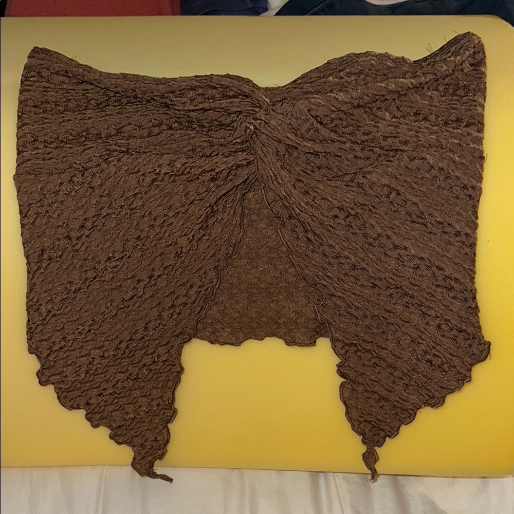Elegant Brown Textured Crop Top